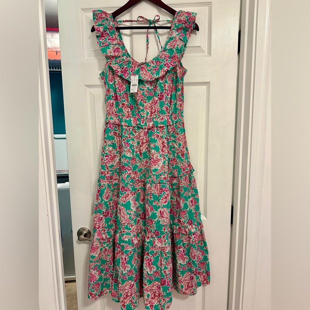 NWT J. Crew Floral Dress in Pink and Teal